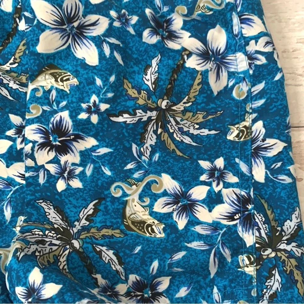Boys 24m Swimsuit Swim Trunks Blue Floral Fish Palm Trees Children’s Place Brand